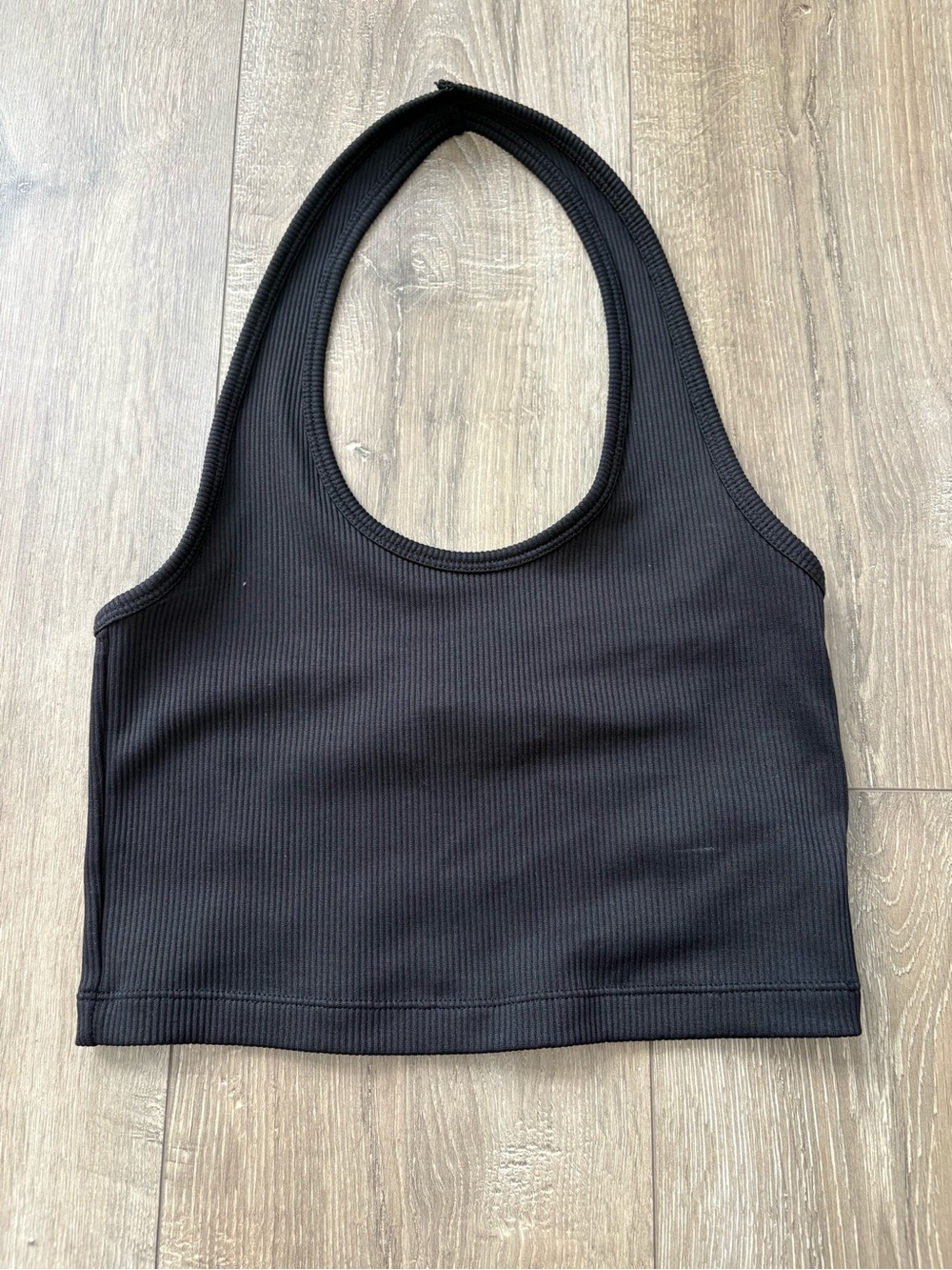 H&M Black Ribbed Halter Crop Top